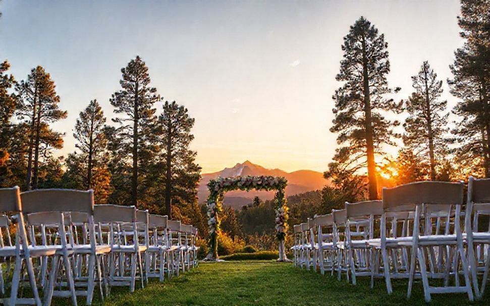 Sunset ceremony venue in Flagstaff with mountain views and ponderosa pines